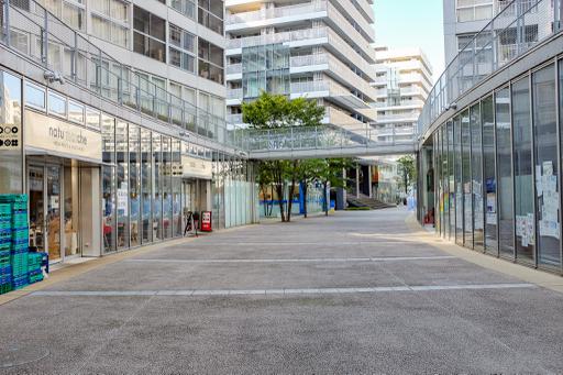 Buildings and one bridge connecting them