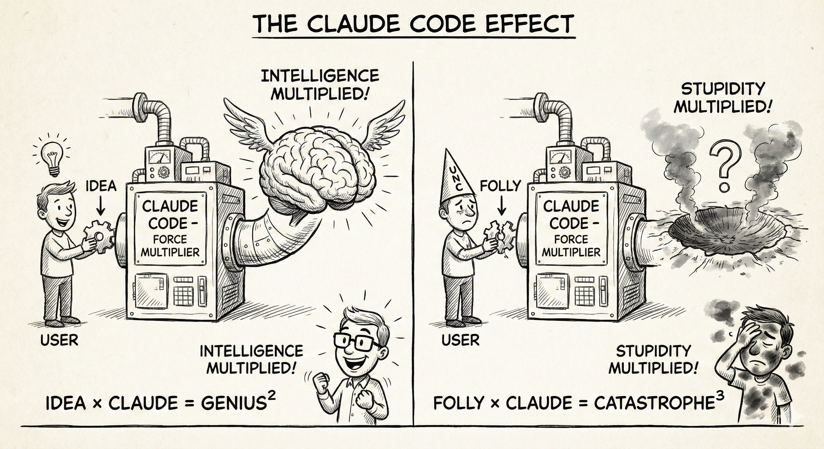 Idea × Claude = Genius². Feed it a good idea, intelligence comes out multiplied.